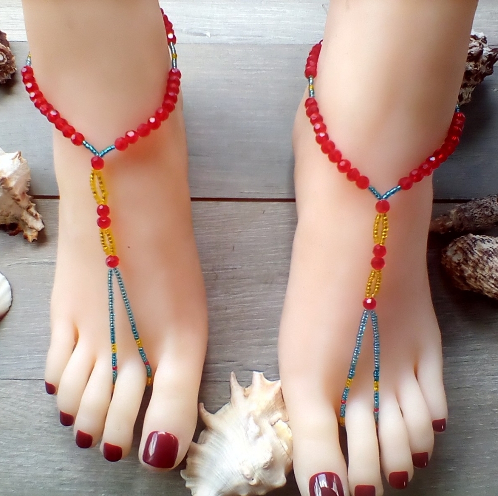 Red Blue Yellow Barefoot Sandals